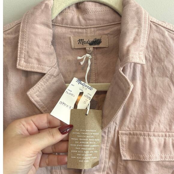 NWT Madewell x MN Dye Studio Denim Patch-Pocket Mini Dress In Shaded Pink Size S - Picture 5 of 8